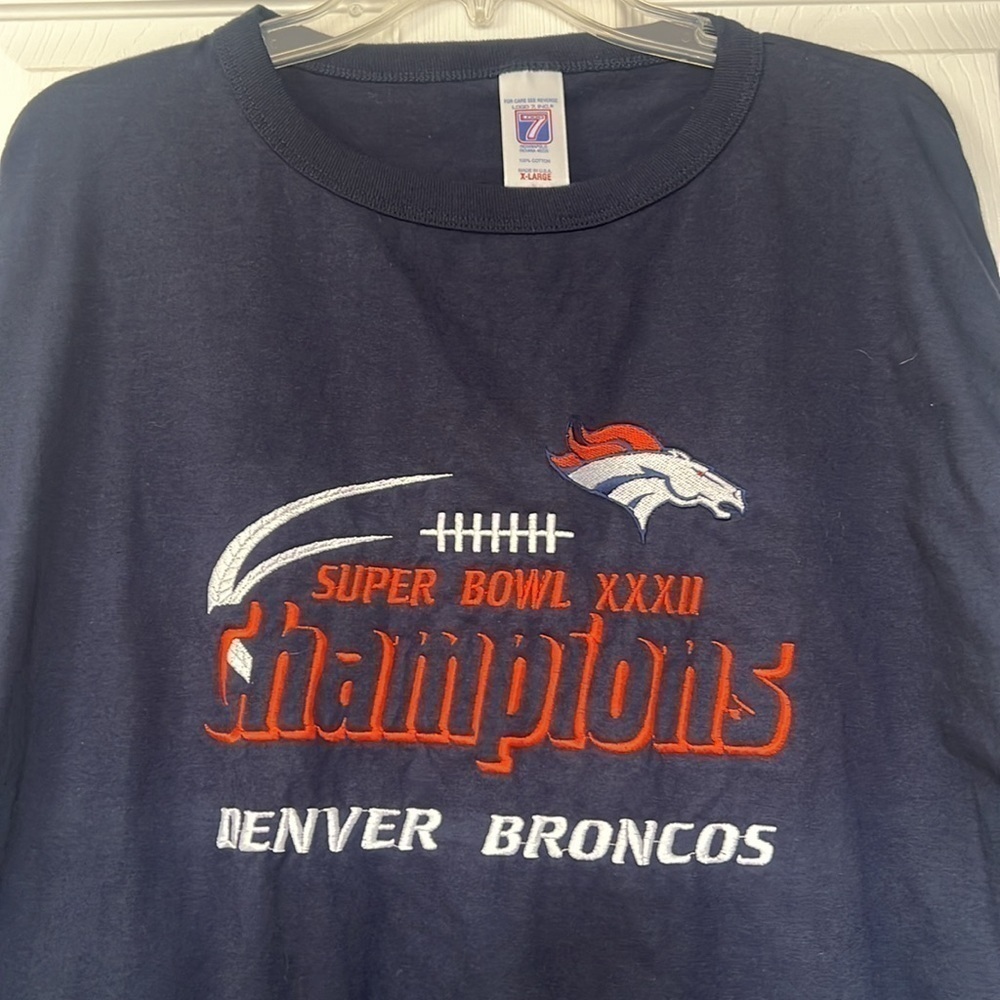 Vintage Denver Broncos Super Bowl XXXII Champions Tee 1998 Logo 7 XL - Picture 6 of 10